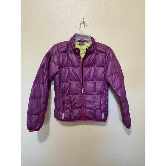 Girls Kids Eddie Bauer Purple Packable Down Filled Puffer Jacket Coat size XL 14 - Picture 1 of 3